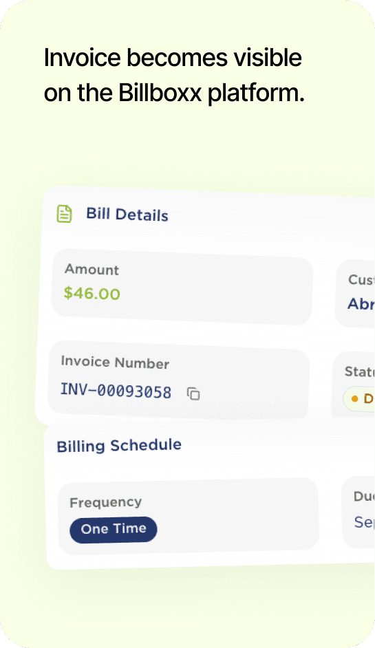 Invoice becomes visible on the Billboxx platform