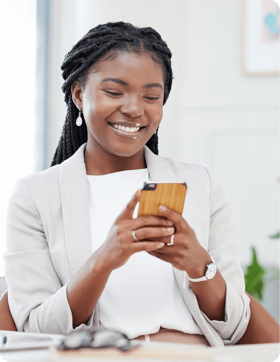 Smiling professional on phone